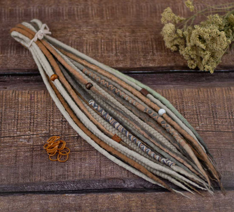 5th Birthday Gift - 10 DE Earth Viking Wool Dreads