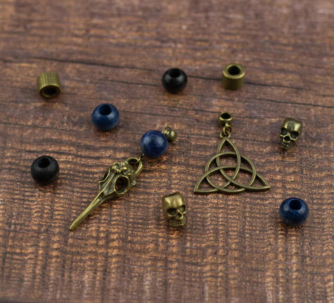 Blue gothic dread bead set