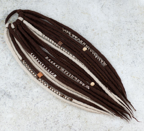 Chocolate Viking Wool Dreads Ponytail
