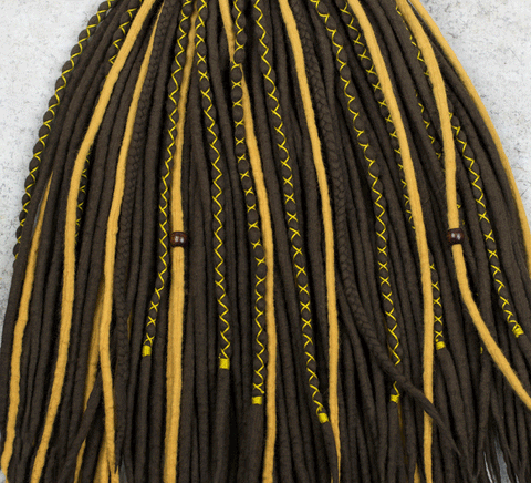 Full set of dark brown and honey blonde dreadlocks 'Mocha honey'