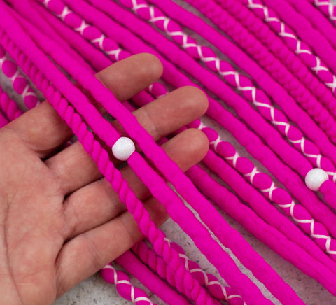 Neon Pink Wool Dreads Ponytail