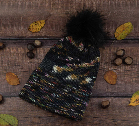NIGHT Black merino wool beanie