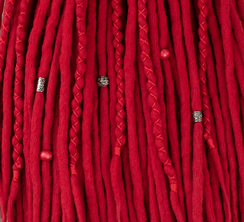 Poppy red set of 10 pcs wool dreads bundle